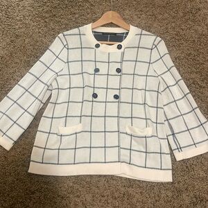 Banana republic cream and blue cardigan jacket